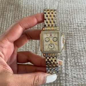 SOLD Michele Deco Two-Tone 18k gold diamond watch.